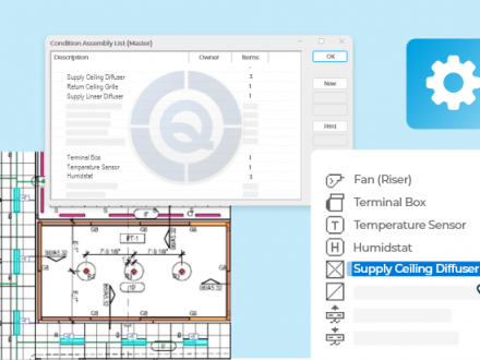 Representation of different elements in takeoff software.